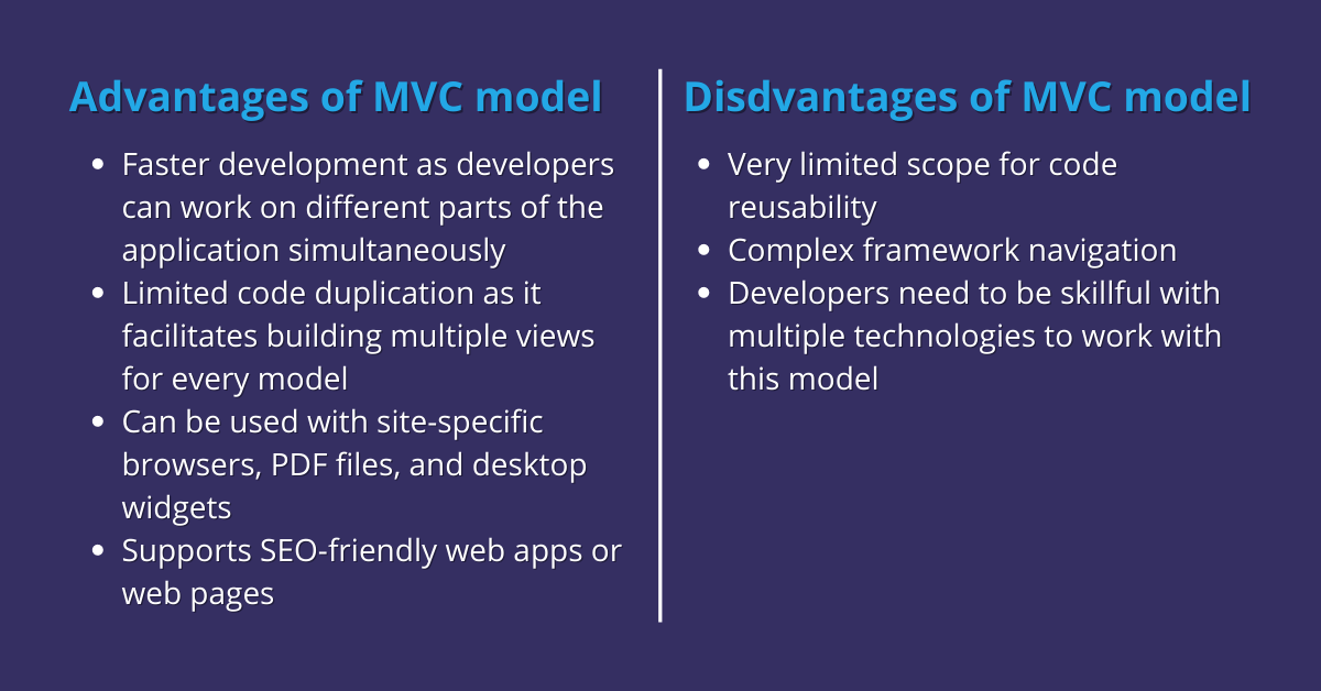 Advantages and disadvantages of MVC model