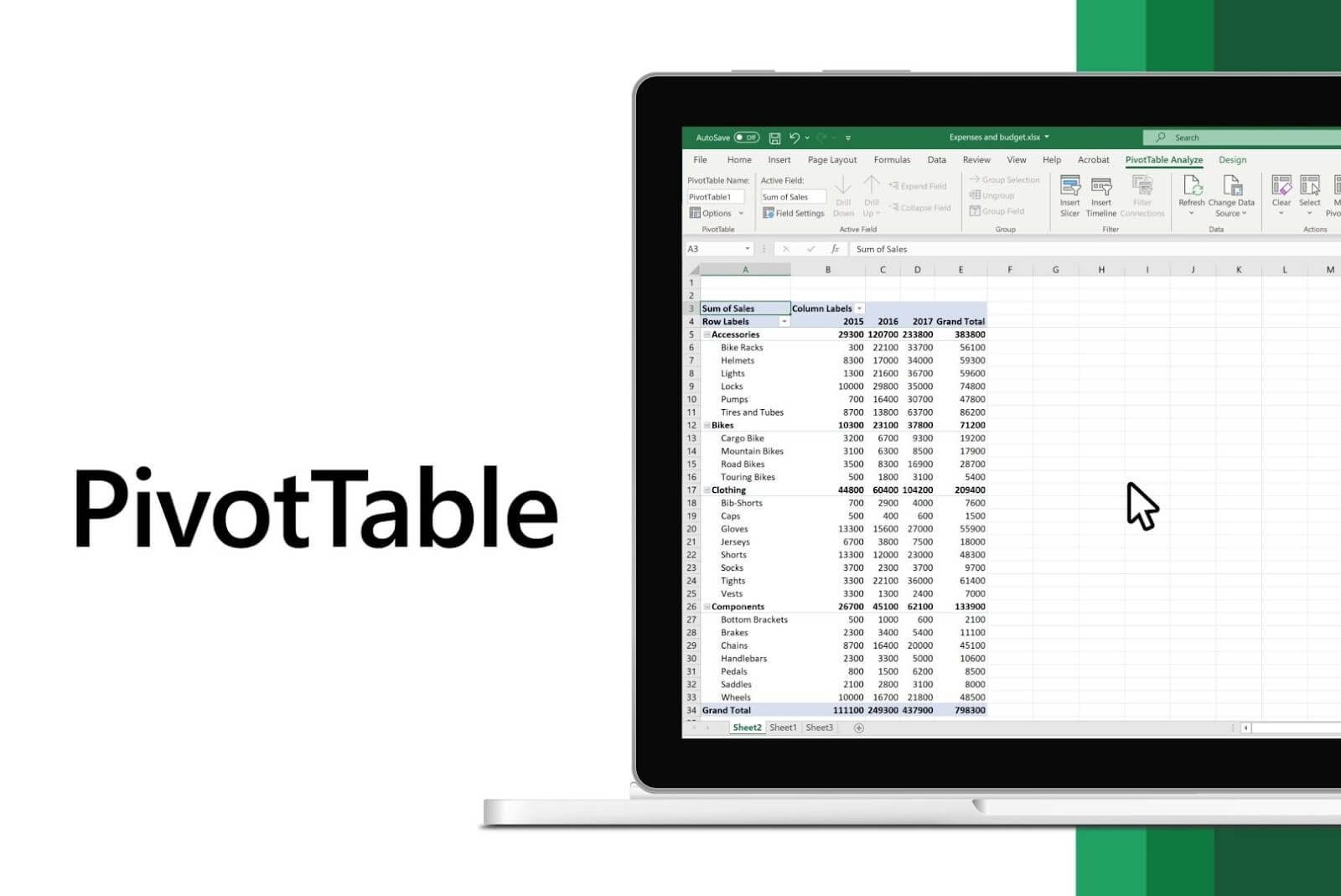 Install a pivot table