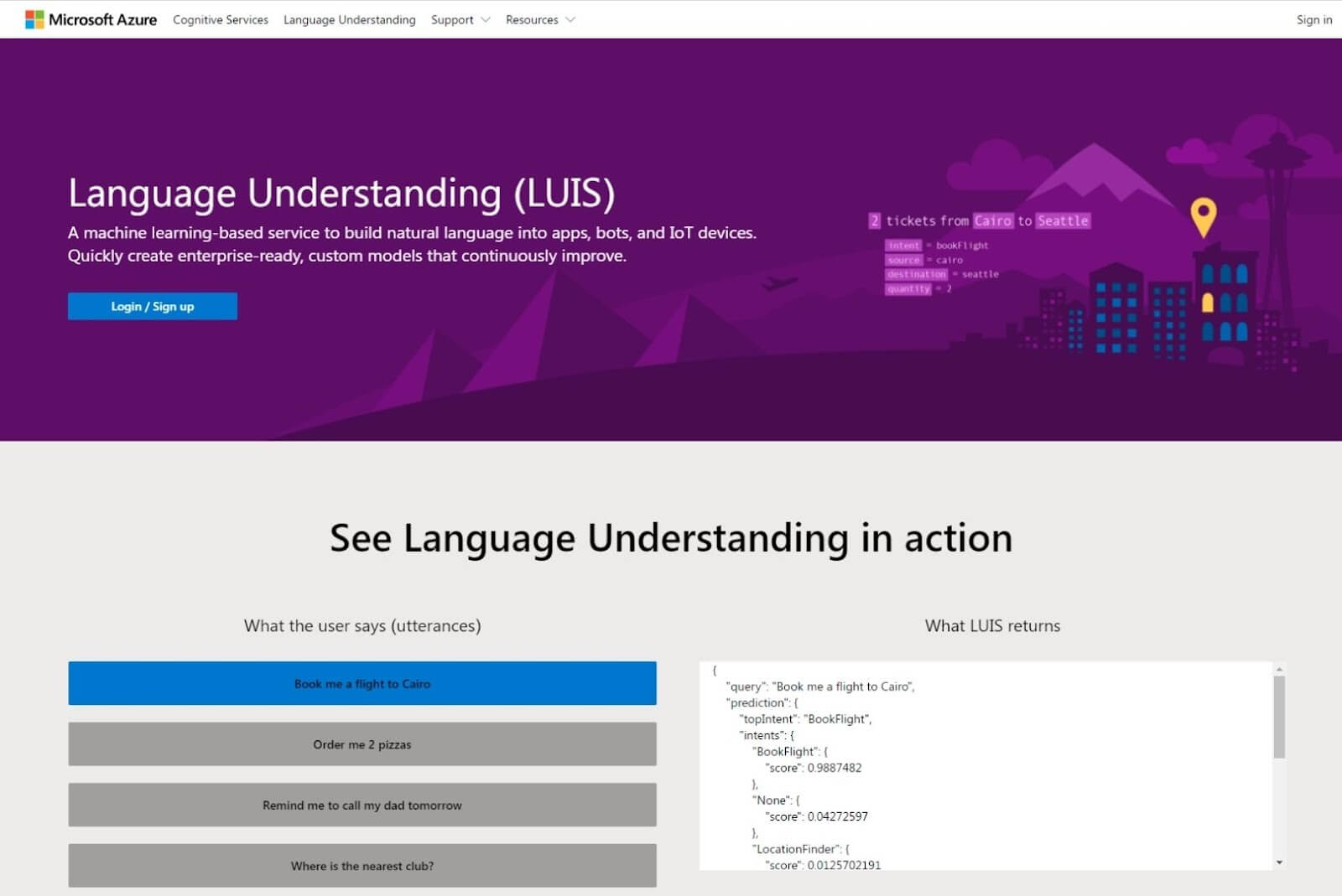 Luis web app built in angular