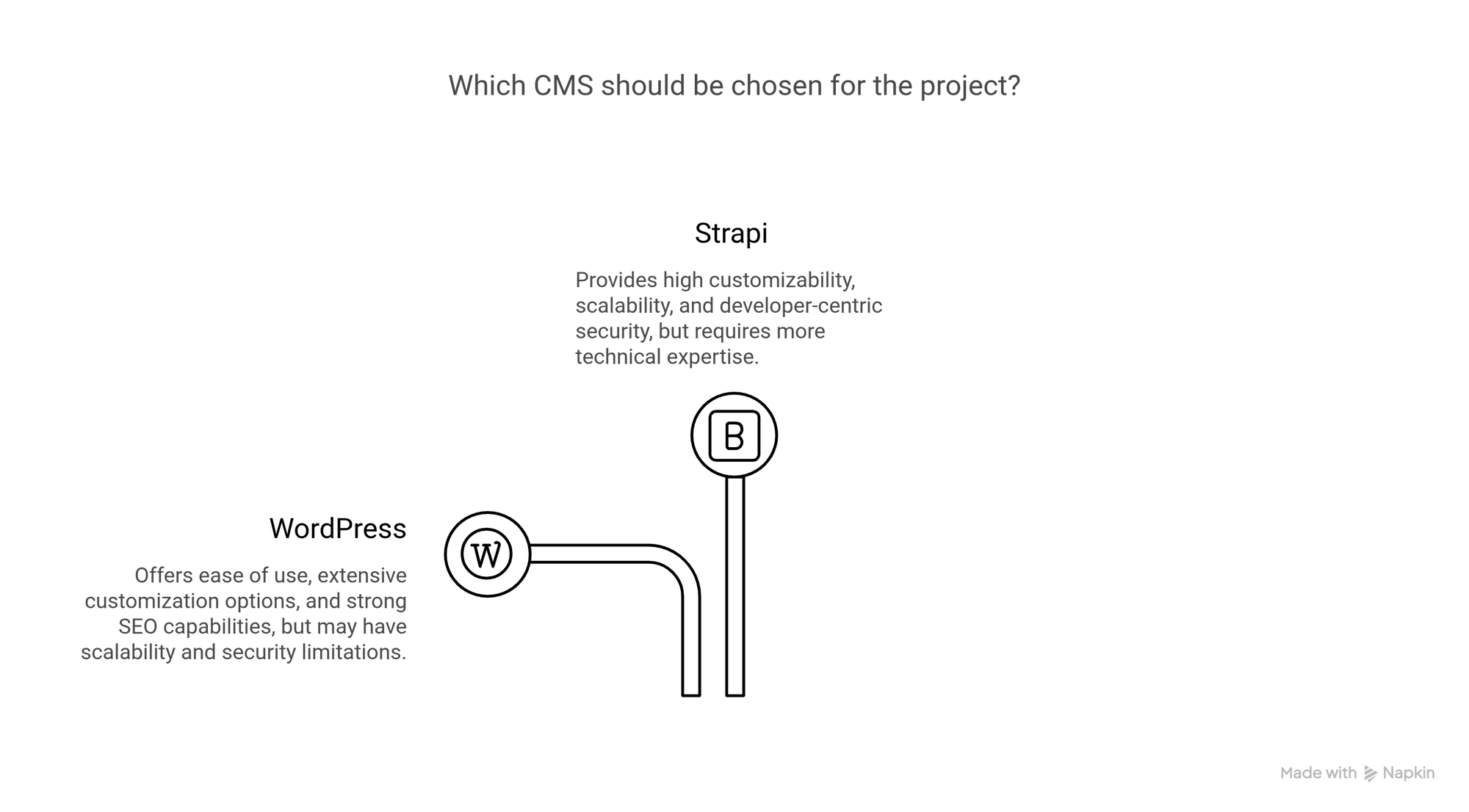 Image showing why to choose strapi and wordpress with short paragraph