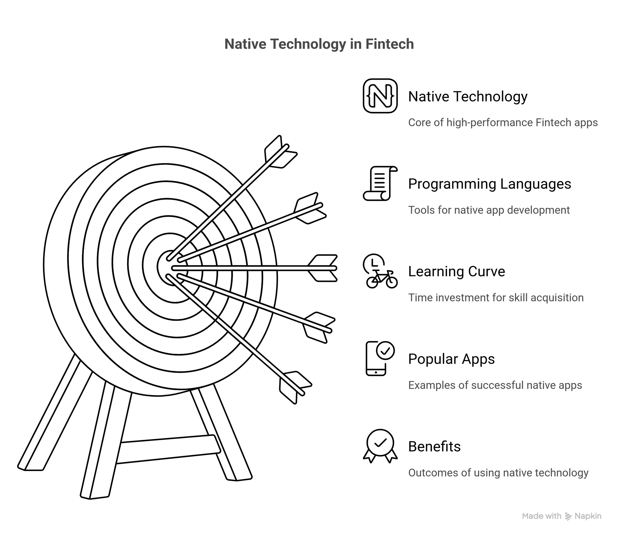 Infographics of key points of native technology in fintech