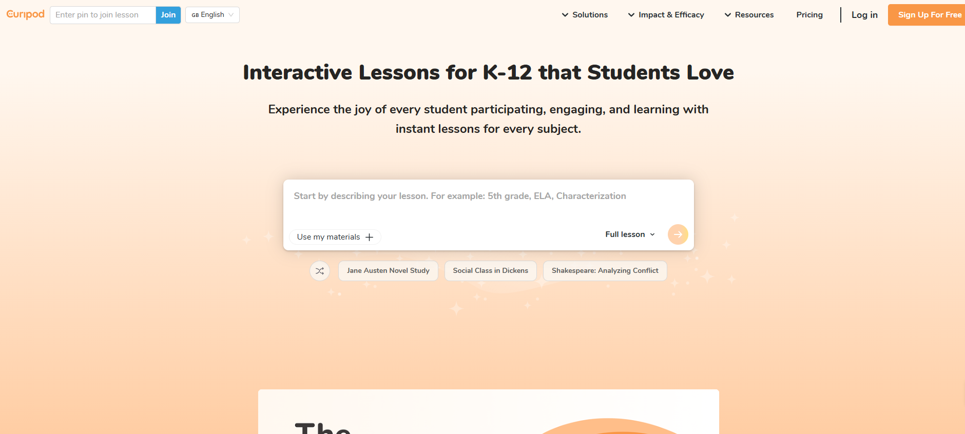 Interactive lessons for K-12 that student love, Curipod