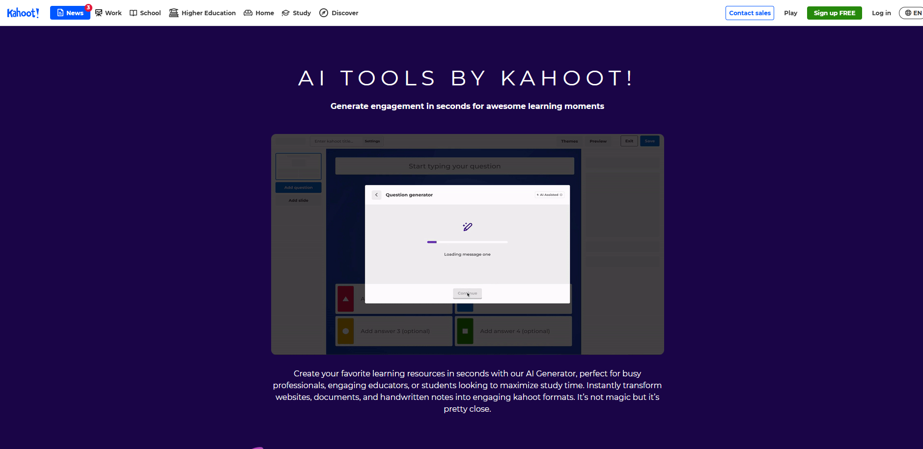 AI tools by kahoot, Kahoot AI
