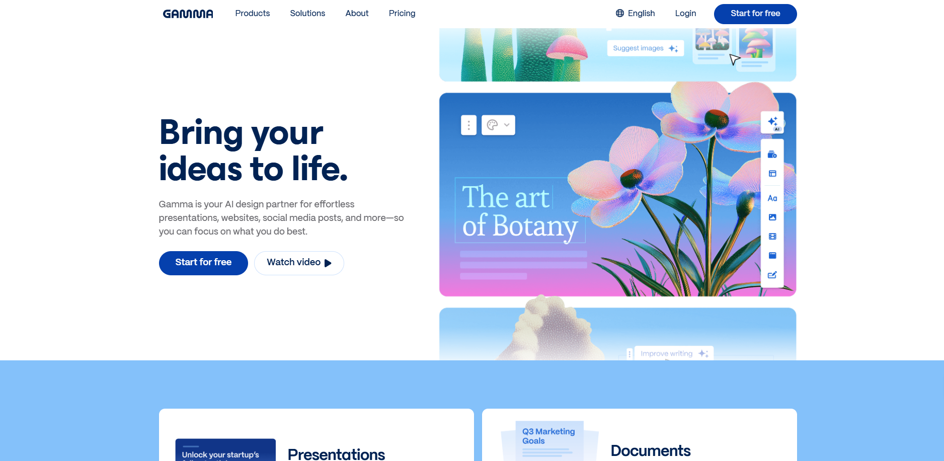 Bring your ideas to life, Gamma AI