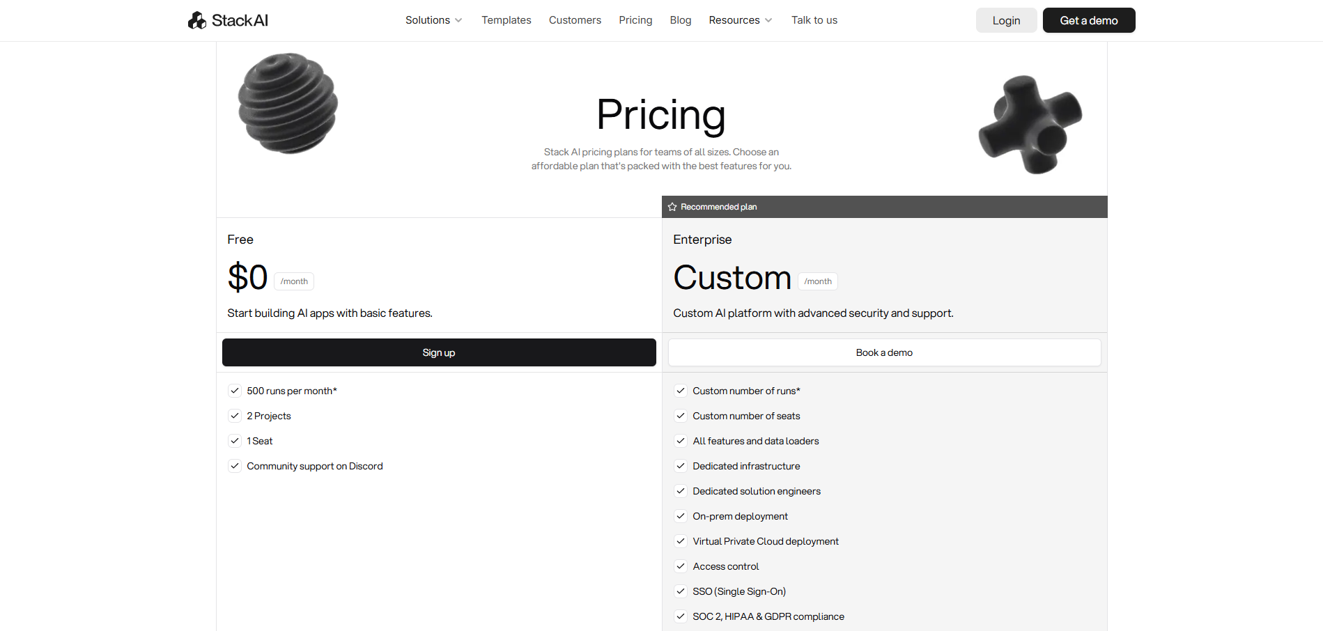 Stack AI Pricing
